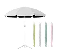 Ombrello da esterno impermeabile da 1,8 m, protezione UV, manovella regolabile, per tavolo da biliardo e spiaggia, base bianca, perfetto per parasole e patio, diametro 1,8 m.