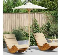Ombrello da giardino Ø 180 x 230 cm Bambù Rotondo Bianco Crema