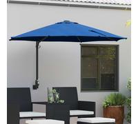 vidaXL Parasole da giardino montato a parete con LED, azzurro, 248 cm