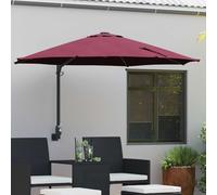 vidaXL Parasole da giardino montato a parete con LED, bordeaux, rosso, 248 cm
