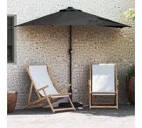 vidaXL Ombrello da Patio - Colore: Nero, Dimensioni: 294 x 150 x 224 cm, Illuminazione LED, Design Pieghevole, Resistente ai Raggi UV e all'Acqua, Struttura in Alluminio, Tessuto in Poliestere. Perf