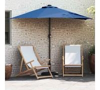 vidaXL Ombrellone da Giardino Azurblau con luci LED, in Alluminio e Poliestere, Resistente ai Raggi UV. Misure: 294 x 150 x 224 cm. con manovella, Pieghevole e Perfetto per Esterni. Ideale per Terra