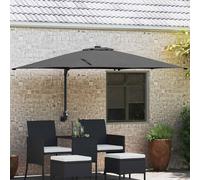 vidaXL Ombrellone da Giardino Antracite con Luci LED, Ombrellone Protettivo da Esterno con Struttura in Acciaio, Tessuto Resistene all'Acqua 248,5 x 247,5 x 160 cm, Set di 3, Design Moderno per Pati