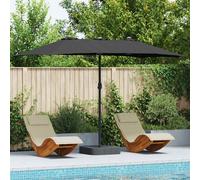 vidaXL Ombrellone da patio doppia testa Nero 385×209×244 cm Telaio acciaio Copertura poliestere 180G