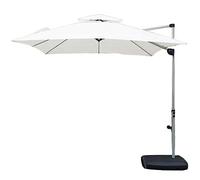 Ombrello da giardino per esterni, resistente, grande ombrello da mercato con base riempibile e manovella, colore beige, perfetto per protezione solare ed eventi all'aperto
