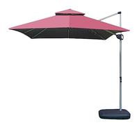 Ombrello da giardino per esterni, resistente, grande parasole con base riempibile e manovella, rosso vino, perfetto per terrazza sul retro e ombra a bordo piscina