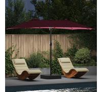 vidaXL Ombrello doppia testa per esterno rosso bordeaux 385 x 209 x 244 cm con luci a LED, manovella, telaio in acciaio verniciato a polvere, impermeabile, pieghevole. L'ombrellone perfetto per la tua
