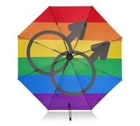 Ombrello da golf con bandiera del gay pride, protezione solare, pieghevole, compatto, antivento, nero, ombrello da golf, automatico, per donne, uomini, adulti