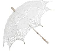 Ombrello da Matrimonio, Parasole in Pizzo Bianco da 25 Pollici con Manico in Legno, ombrelloni Pizzo per Tea Party Oggetti di Scena per Foto di Decorazioni da Sposa ombrelli per Tea Party