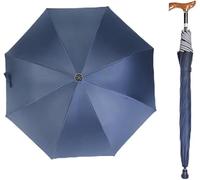 Ombrello da Passeggio con Bastone da Passeggio Facile E Regolabile in Altezza Ombrellone in Canna Multifunzione Dedicato Leggero per Uomo E Donna, Blue, 76~80cm/30~31inch