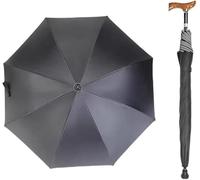 Ombrello da Passeggio con Bastone da Passeggio Facile E Regolabile in Altezza Ombrellone in Canna Multifunzione Dedicato Leggero per Uomo E Donna, Black, 76~80cm/30~31inch