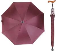 Ombrello da Passeggio con Bastone da Passeggio Facile E Regolabile in Altezza Ombrellone in Canna Multifunzione Dedicato Leggero per Uomo E Donna, Red, 76~80cm/30~31inch