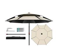 Ombrello da pesca multidirezionale per impieghi gravosi, parasole a doppio strato e resistente alla pioggia, ideale per le bancarelle dei mercati(2.2m)