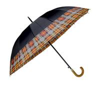 OMBRELLO DA PIOGGIA 16 STECCHE NERO BORDO SCOZZESE ASTA RIGIDA AUTOMATICO G530B