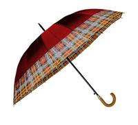 OMBRELLO DA PIOGGIA 16 STECCHE ROSSO BORDO SCOZZESE ASTA RIGIDA AUTOMATICO G530B