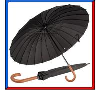 Ombrello da Pioggia Antivento Grande 105cm Nero XXL con 24 Stecche Rinforzate