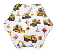 Ombrello da pioggia con punte arrotondate e bulldozer, motivo cartoni animati, colore bianco, ombrelli riflettenti per bambini 4T-8 Y, tettoia da 88,9 cm