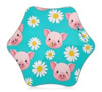 Ombrello da pioggia per bambini con grazioso maiale rosa e margherite bianche, con punte arrotondate, ombrello con gancio per bambini 4T-8 Y, tettoia da 88,9 cm