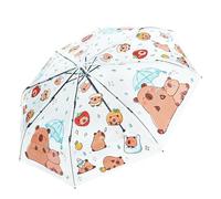 Ombrello da scuola - 38,19 x 22,44 pollici - Ombrello automatico per adolescenti e tema, simpatico capybara, pieghevole, ad asciugatura rapida, design leggero, ombrellone a cupola per ragazze