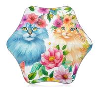 Ombrello da sole e pioggia per bambini con angoli arrotondati, impermeabile, fiori blu e arancioni gatti