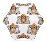 Ombrello da sole e pioggia per bambini con angoli arrotondati resistente al vento, simpatico cane gatto bianco