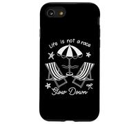 Ombrello da spiaggia "Life Is Not A Race" che rallenta l'estate Custodia per iPhone SE (2020) / 7/8