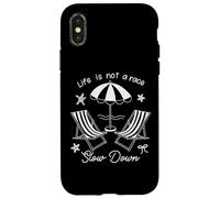 Ombrello da spiaggia "Life Is Not A Race" che rallenta l'estate Custodia per iPhone X/XS