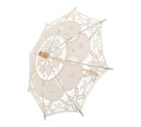 Ombrello da Sposa Beige in Cotone Pizzo Ricamato per Cerimonia | Ampia Copertura, Stile Elegante e Romantico, per Scena Fotografica e Pezzo Decorativo