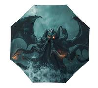 Ombrello da viaggio a 3 pieghe con mostro di Cthulhus, per raggi UV, pioggia, antivento, pieghevole, portatile, divertente, automatico, Stile-23, Automatic