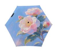 Ombrello da viaggio BloomHue compatto ReedBirds stampato, 5 pieghe, leggero, portatile, con custodia, antivento, protezione UV, per uomini e donne.