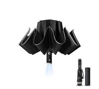 Ombrello da viaggio, compatto, con luce LED, antivento, design pieghevole al contrario, aumenta e ispessisce la superficie dell'ombrello, grande apertura e chiusura automatica, robusto portatile e