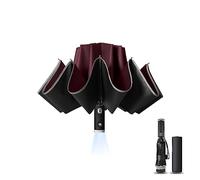 Ombrello da viaggio, compatto, con luce LED, antivento, design pieghevole al contrario, aumenta e ispessisce la superficie dell'ombrello, grande apertura e chiusura automatica, robusto portatile e