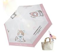 Ombrello da viaggio con manico a forma di zampa di gatto, mini ombrellone | Design compatto a 5 pieghe, baldacchino resistente al vento, protezione dalla pioggia solare, borsa tascabile