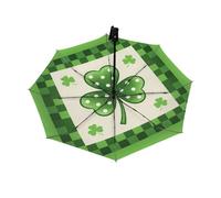 Ombrello da viaggio per pioggia e sole - Clover St. Patricks Polka Dot Ombrello antivento compatto con apertura automatica per bambini e donne, pieghevole al contrario automatico, piccolo ombrello