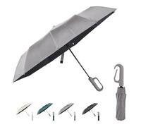 Ombrello da viaggio pieghevole compatto per pioggia e sole, apertura automatica, 10 stecche, ombrello portatile per uomo e donna, grigio, 58 cm