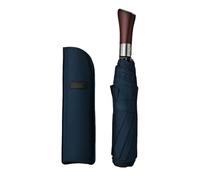 Ombrello da viaggio portatile, ombrello antipioggia vintage antivento for donna e uomo, ombrello pieghevole con apertura automatica e chiusura a 8 stecche da 121 cm con manico in legno(Navy blue)