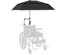 Ombrello della sedia con morsetto regolabile, ombrello per sedie a rotelle per la protezione da pioggia/UV, 40, 9 Parasolo a doppio lato esteso per carrozzina, passeggino, bici, sedie da spiaggia, sed