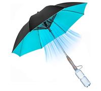 Ombrello di protezione solare - Ombrello rinfrescante con ventilatore, ombrellone portatile che blocca i raggi UV | Ombrello da viaggio estivo con ventilatore e signore, mantiene il calore fresco, blu
