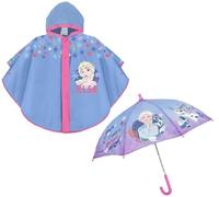Ombrello e Mantella Pioggia Frozen, Mantellina Pioggia, FROZEN Disney, Ombrello Bambina 3 4 5 6 anni, Mantella, Poncho, Impermeabile, Antipioggia, Anna Elsa, Viola