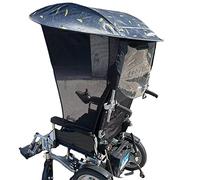 Ombrello elettrico per sedia a rotelle, parasole regolabile e parapioggia, lato in garza traspirante, protezione resistente ai raggi UV, compatibile con la maggior parte delle sedie a rotelle