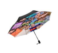 Ombrello fotografico personalizzato con qualsiasi immagine del logo di testo, ombrello manuale personalizzato a 3 pieghe portatili con rivestimento nero, ombrello da pioggia personalizzato per viaggi