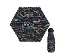Ombrello fotografico personalizzato con qualsiasi immagine del logo di testo, ombrello portatile con rivestimento nero pieghevole a 5 posti, ombrello da pioggia personalizzato per viaggi, Nome Stile