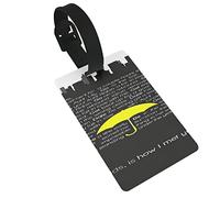 Ombrello giallo a tema nero con parole bianche Etichette per bagagli da 2 pezzi, passante per etichette identificative per la copertura della privacy e scheda di indirizzo per valigia da viaggio