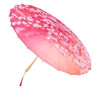 Ombrello Giapponese Floreale Decorativo in Bambù e Legno per Cosplay | Motivo Floreale Dipinto a Mano, Struttura con Stecche di Bambù, per Cerimonie, Danza e Centro Tavola