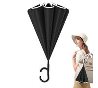 Ombrello invertito grande invertito, ombrello lungo antivento, ombrello invertito unico Soidan, ombrello invertito per le donne, camminare a scuola, andare al lavoro, ombrello invertito, Nero ,