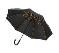 Ombrello lungo automatico con balene arancioni, larghezza 125 cm, resistente al vento, nero e arancione