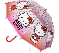 Ombrello manuale Poe Bolla Hello Kitty - Ombrello per bambini con design a cupola trasparente, forte e sicuro, con illustrazioni di Hello Kitty per ragazze che vogliono proteggersi con stile, Hello