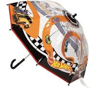 Ombrello manuale Poe Bolla Hot Wheels - Ombrello per bambini con design a cupola trasparente e auto da corsa, apertura sicura e aste rinforzate per bambini fan della velocità, Hot Wheels, T45C:45 CM