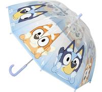 Ombrello blu per bambini manuale trasparente con design ufficiale Bluey, apertura di sicurezza manuale e cupola di alta protezione, per bambini nei giorni di pioggia, Bluey, T45C:45CM
