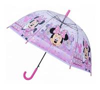 Ombrello Minnie 75 cm Bambina Cupola Trasparente 100% POE Antivento con Apertura Automatica Ombrello Disney Rosa con Manico Ergonomico 67 cm Accessorio Pioggia Scuola